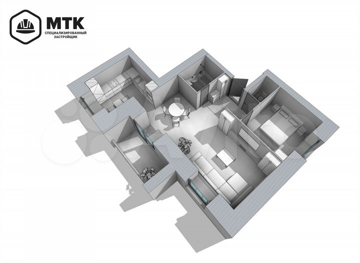 2-к. квартира, 54,8 м², 1/8 эт.