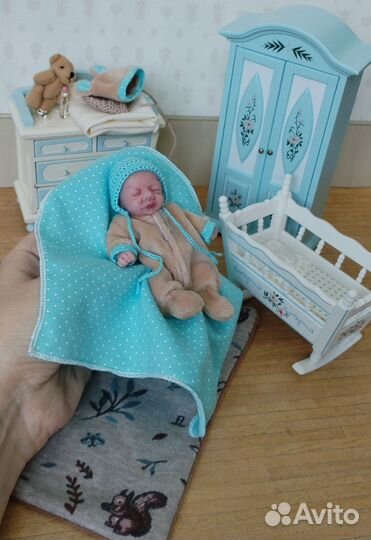 Силиконовый пупсик 8см мини реборн мальчик