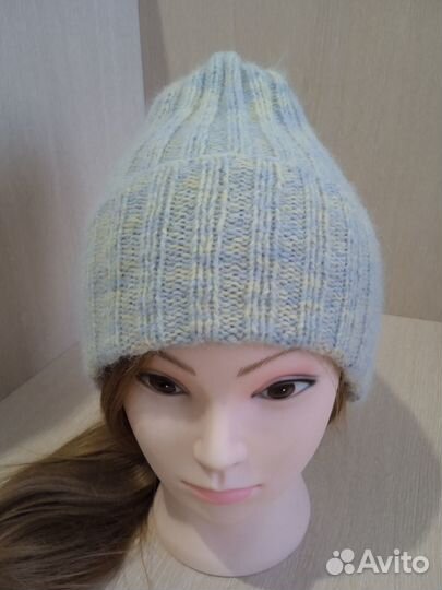 Шапка-бини пух норки меланж