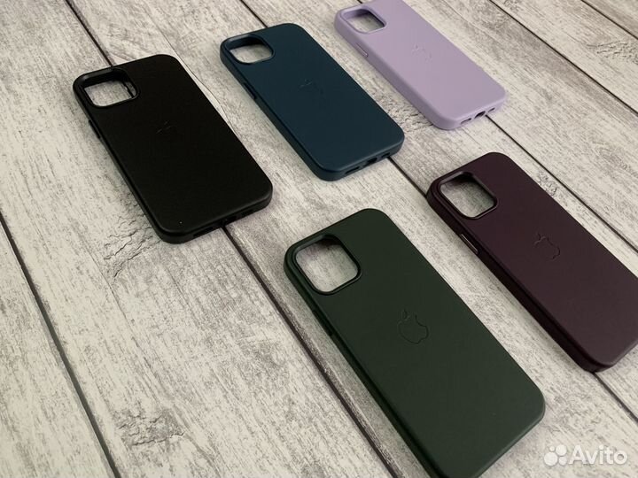 Чехол iPhone 12/12Pro Кожаный Leather Case MagSafe