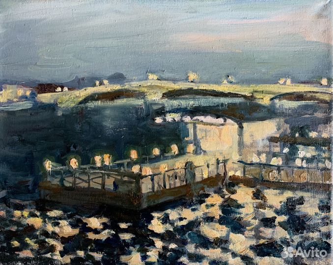 Картина маслом.Санкт Петербург. Ночной пейзаж