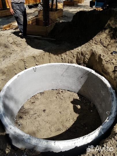 Колодец септик из жб колец копка бурение машиной