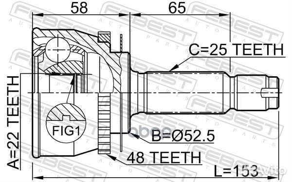 ШРУС наружный 22X52.5X25 hyundai getz 02- 12100