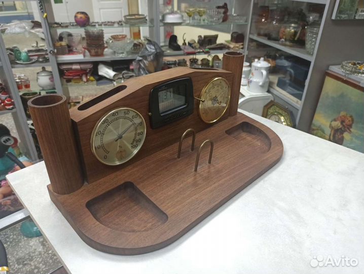 Деревянный Органайзер Часы Барометр Гигрометр 2000
