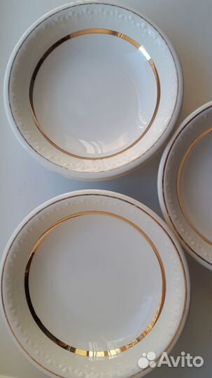 Суповые тарелки 6 шт. обводка золотом,зик Конаково