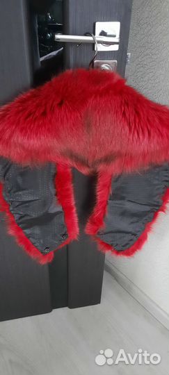 Меховой воротник песец каштановый