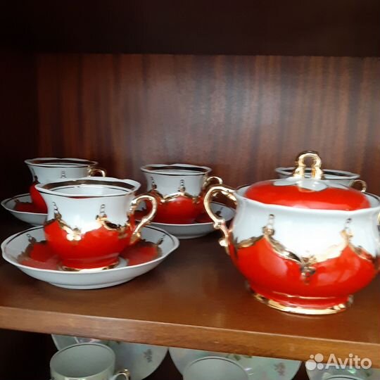 Чайный сервиз СССР Красный бутон
