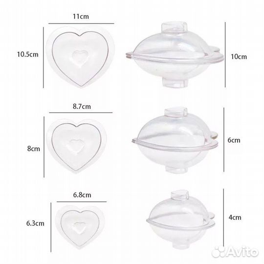 Форма сердце пластиковая для шоколада