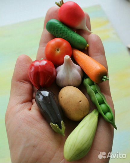 Игрушки из полимерной глины Фрукты овощи