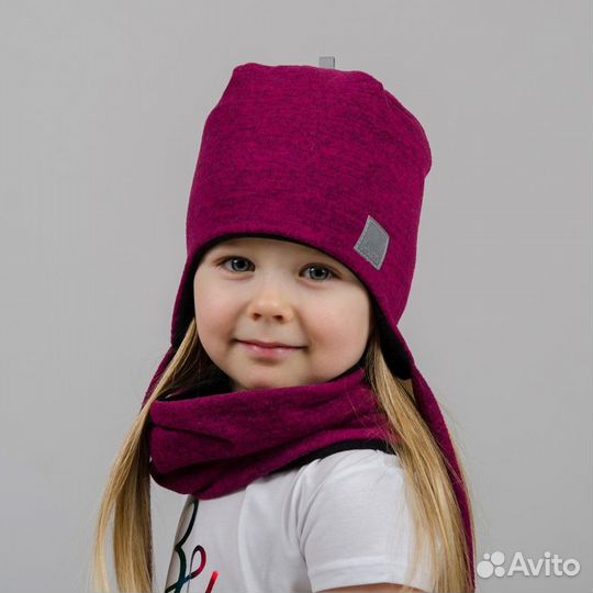Шапка двухслойная вязаный трикотаж с флисом. Новая