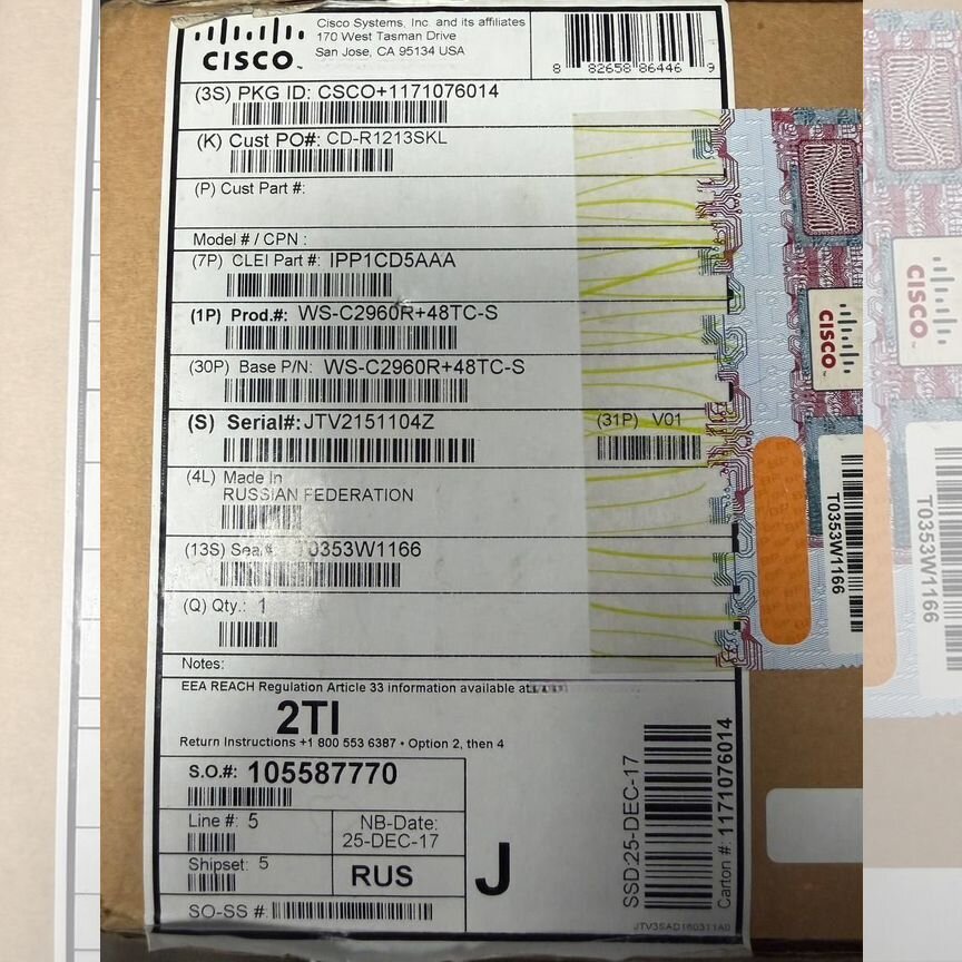 [WS-C2960R+48TC-S.] Cisco Catalyst Новый Ws-C2960r+48tc-S.