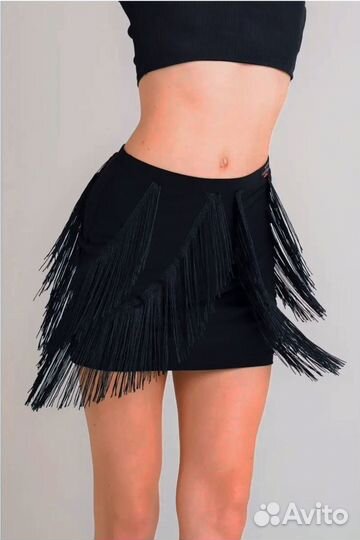Юбка для бальных танцев латина с бахромой