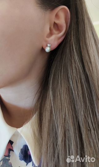 Tous серьги с жемчугом серебро тоус мишки тойс