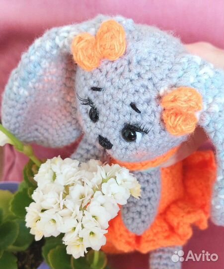 Зайка, вязанная крючком игрушка, ручная работа