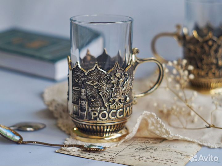 Бронза Подстаканник + стакан