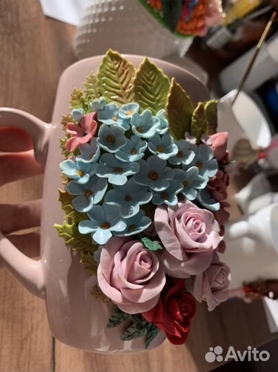 Кружка с декором из полимерной глины