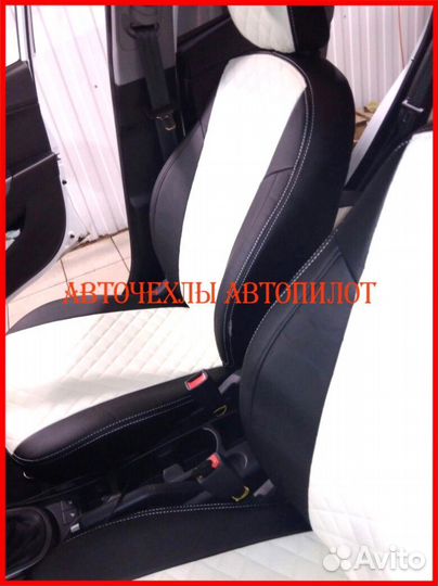 Чехлы Автопилот Kia Rio 3 Sd из экокожи чёрно-белы