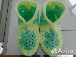 Вязанные комнатные сапожки