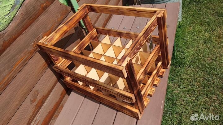 Подарочный крафтовый ящик для пикника с пивом