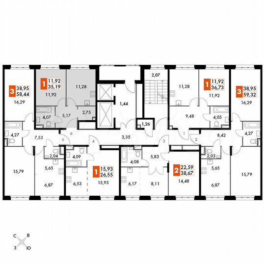 1-к. апартаменты, 35,2 м², 4/15 эт.