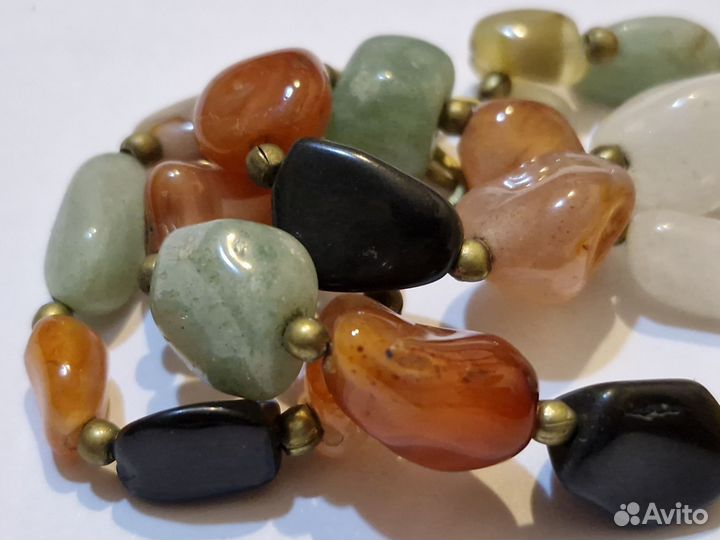 Винтажные бусы из натуральных камней.Агаты