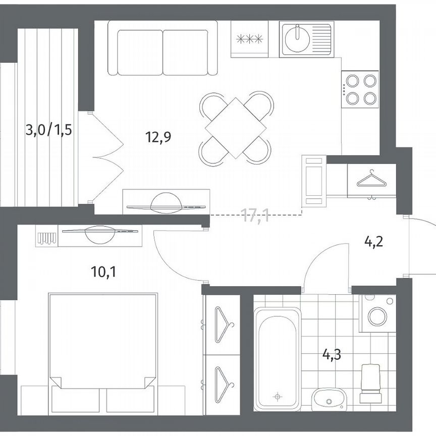 1-к. квартира, 33 м², 7/12 эт.