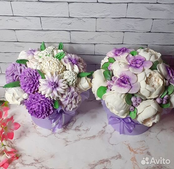 Съедобный букет в шляпной коробке