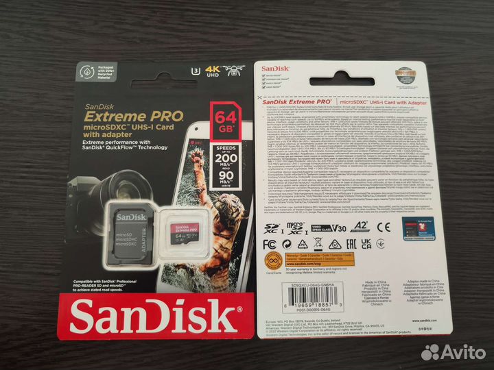 Карта памяти microSD Sandisk Extreme Pro 64 GB