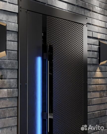 Премиум дверь черная с разноцветной подсветкой