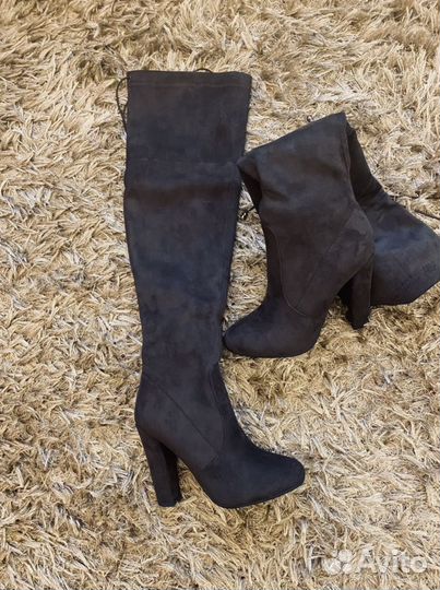 Сапоги замшевые ботфорты новые