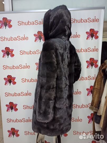 Шуба норковая новая 42 44 46 с капюшоном серая
