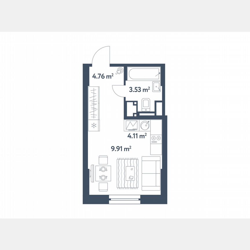 Квартира-студия, 22,3 м², 22/25 эт.