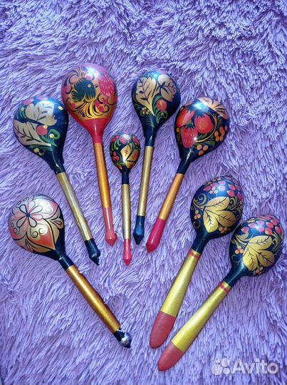 Русские деревянные ложки хохлома расписные