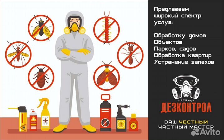 Дезинфекция/Уничтожение/Клопы/Тараканы/Крысы/Запах