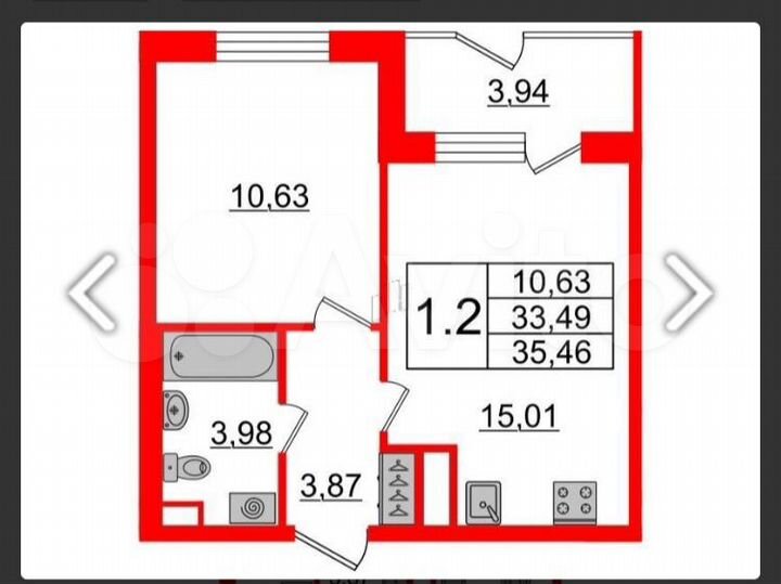 1-к. квартира, 35 м², 1/1 эт.