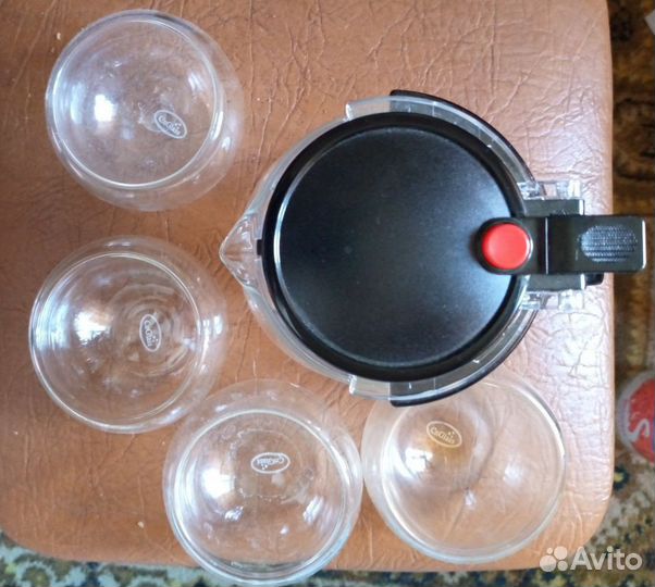 Чайник заварочный типот гунфу с кнопкой и 4 пиалы