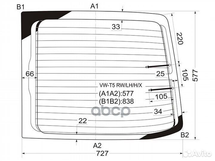Стекло заднее (распашной двери) левое с обогрев