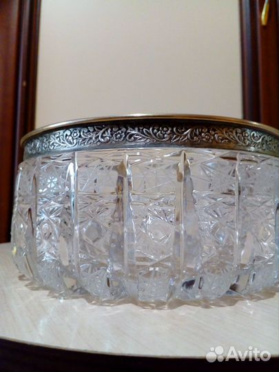 Новая конфетница СССР, хрусталь + мельхиор