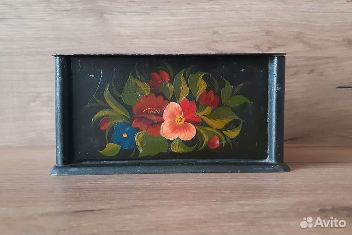 Шкатулка металл ручная роспись СССР 1957 год
