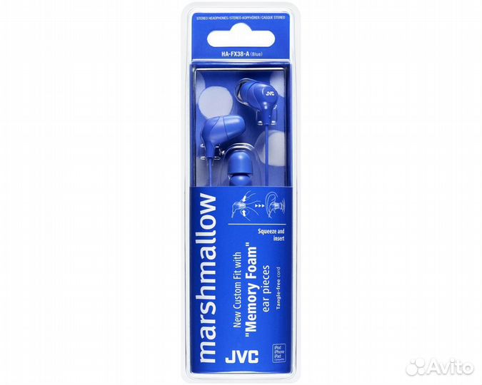 Наушники JVC проводные внутриканальные, синий