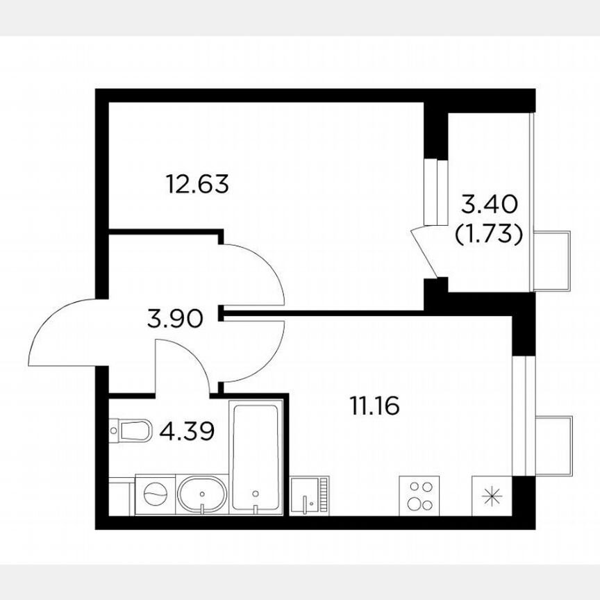 1-к. квартира, 33,8 м², 14/14 эт.