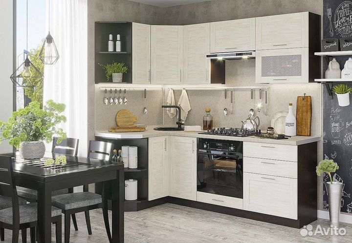 Кухонный гарнитур угловой Лофт-03 Nordic Oak, Grap
