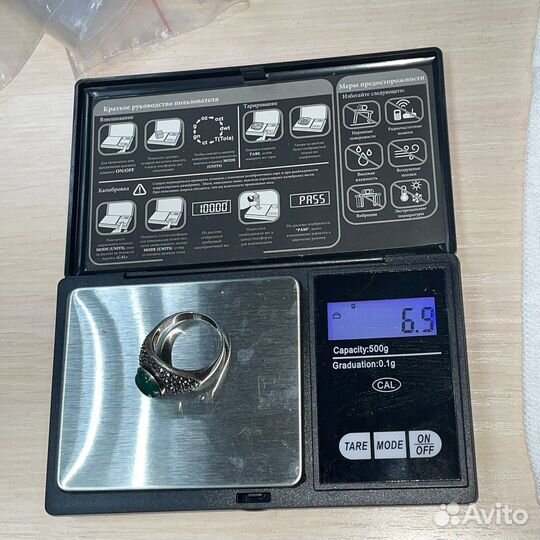 Серебряное кольцо с камнями 925 пробы СССР (Сзр)