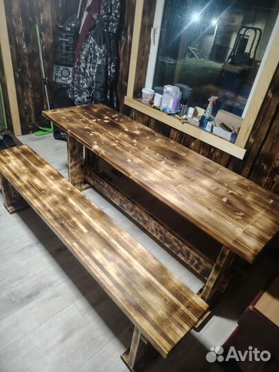 Стол с лавочками в беседку, баню, сад