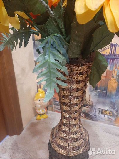 Ваза напольная плетёная для сухоцветов