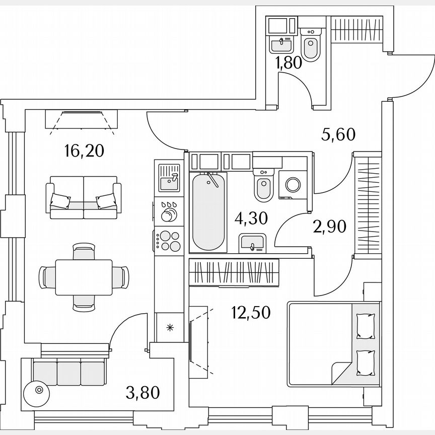 1-к. квартира, 45,2 м², 10/13 эт.