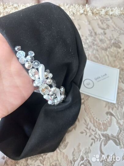 Новая Повязка на голову эко замша со стразами