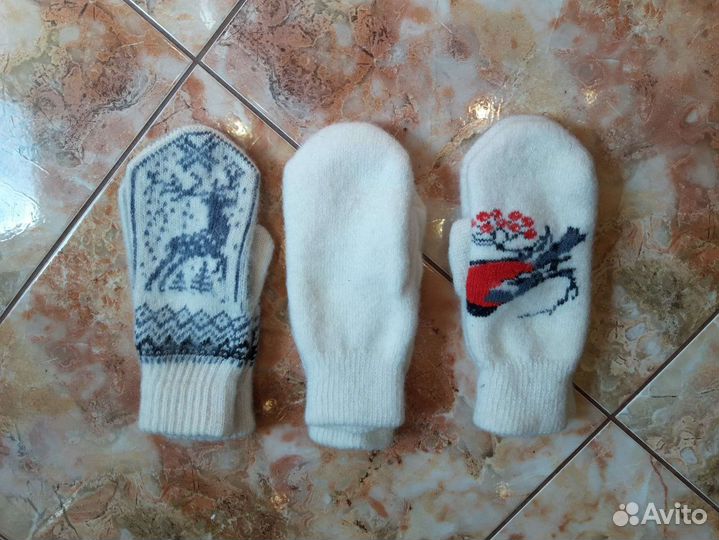 Варежки из натуральной шерсти новые зимние