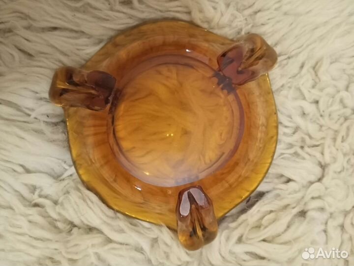 Гутное стекло СССР ваза, пепельница конфетница