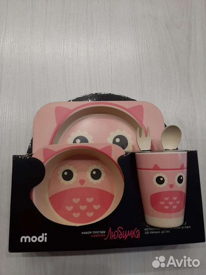 Набор детской посуды из бамбука